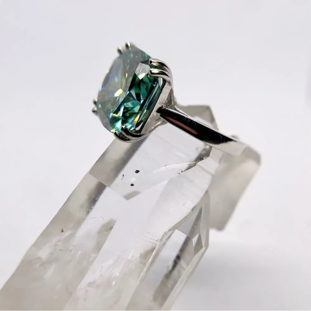 14 Carat Cushion Cut Moissanite Ring Huge Cocktail Statement Wedding Ring